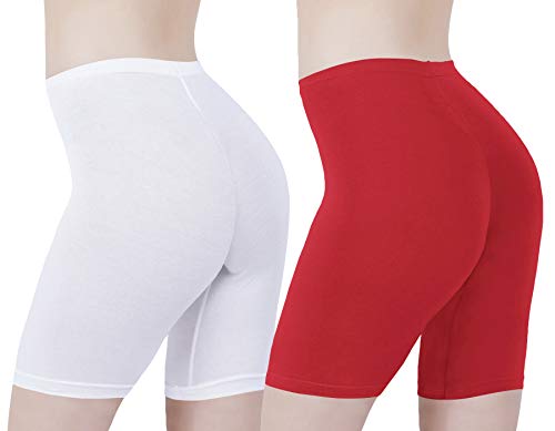 Image of Buy That Trendz Cotton Lycra Tight Fit Stretchable Cycling Shorts Womens | Shorties for Active wear /Exercise /Workout /Yoga /Gym /Cycle /Running Red Grey Combo Pack of 2