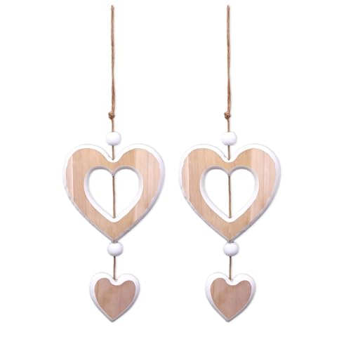 KLINNA 2 Stück Herz Hängedeko aus Holz | Dekoherz & Dekoaufhänger für...