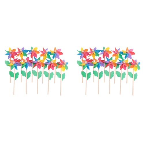 BUAGOUWZ 20 Pezzi Girandole nel Legno, Girandole per Feste con Mulino Un Girandole DIY Set