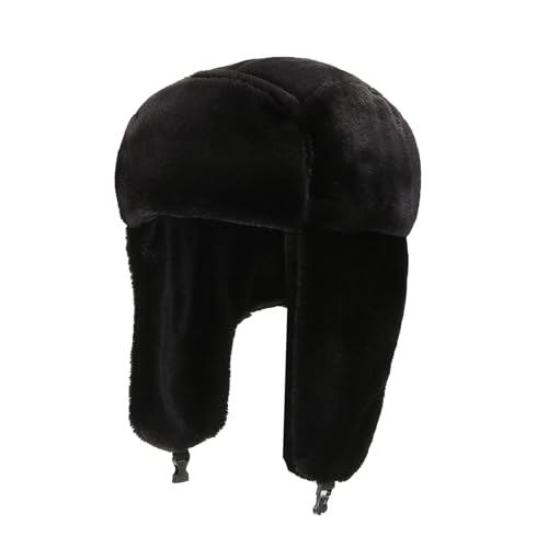 flintronic Unisexo Trapper Sombreros de Invierno, con Orejeras, Resistente al Viento, Viento Frío, Sombrero de Cazador, Negro
