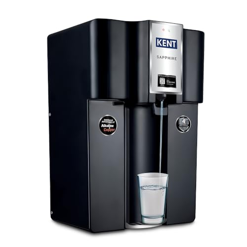Image of KENT Sapphire-B RO Water Purifier|RO+UF+Inline UV+Alkaline+TDS Control+UV LED in Tank |Fully Automatic On & OFF Operation|.0001 Micron RO Membrane|20 LPH|8L| Ideal For Borewell /Tanker /Municipal Water