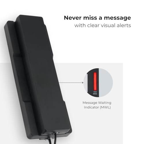 Image of Beetel H28 Corded Hotel Phone, Elegant Slim Design, 8 Speed Dial Memory, Hearing Aid Compatible (HAC), Adjustable Handset /Ringer Volume, Ringer LED, Wall Mount, Redial /Mute /Flash /Privacy Guard(Black)