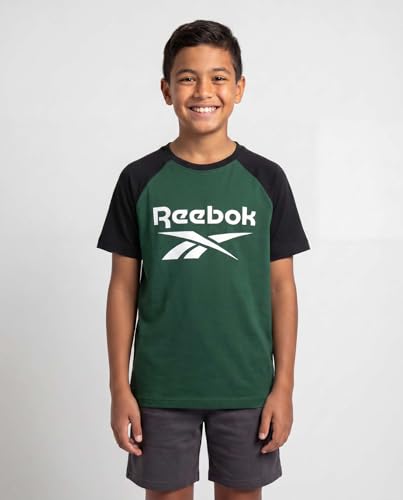Image of Reebok 2 Pack: Boys Short Sleeve Raglan Cotton Crew Neck T Shirt Athletic Baseball Tee Tops Kids Teens Youth (6-18)