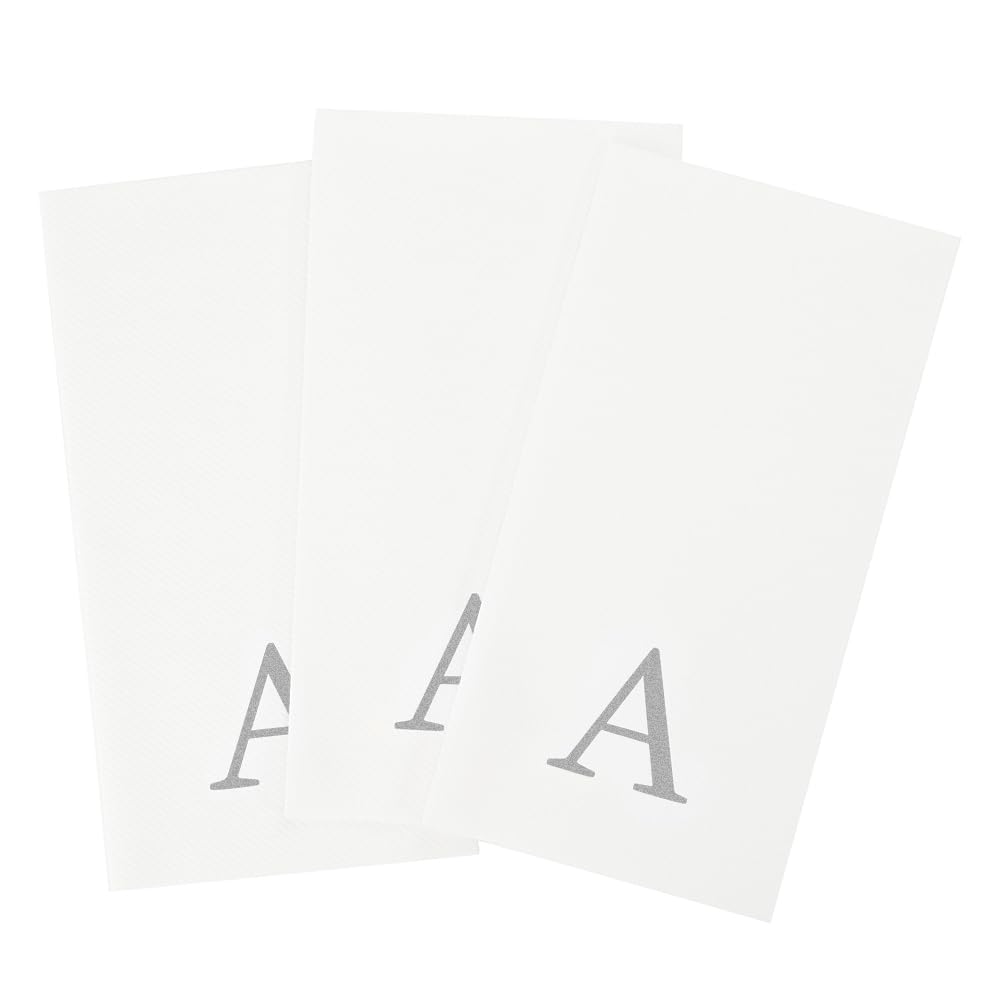 Luxenap - Servilleta rectangular de papel blanco con letra A, letra A, fuente Air Laid, Sans Serif, 15 3/4 x 8 pulgadas, caja de 50 unidades