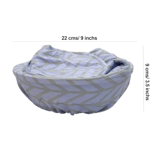 Image of Swayam Microfiber Cloth Roti Casserole | Hot Chapati Box | Washable Bread Basket | 22 cm Round Roti Basket | Geometric Design - Sky Blue