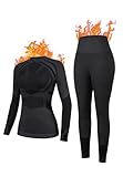 Charmo Thermounterwäsche für Damen Winter Skiunterwäsche Funktionsunterwäsche Set Halbzip ski unterwäsche Frauen Lange Unterwäsche extra warm