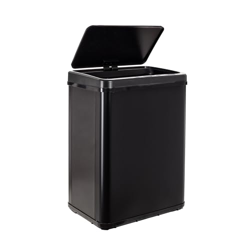 WELL HOME MOBILIARIO & DECORACIÓN Cubo de Basura Inteligente SIN Patas con Apertura automática y Contacto Manual de 40L, Alto: 55,5 (x35,5x26), Negro.