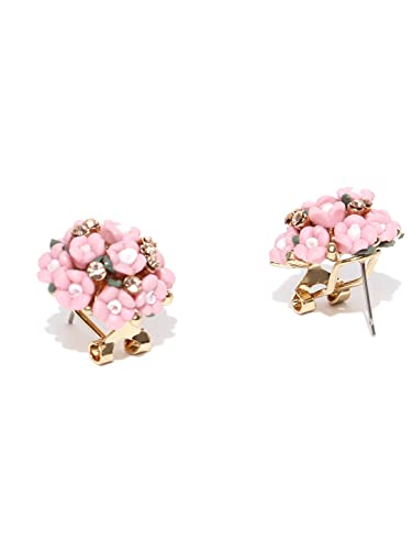 YouBella Jewellery Gold Plated Flower Shape Resin Earrings for Women and Girls (Pink)