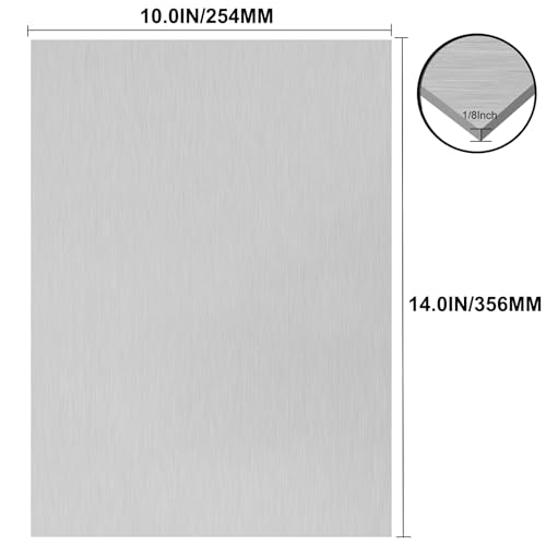 Image of 6061 T651 Aluminum Sheet Metal 10 x 14 x 1 /8 (0.125 inch) Inch Flat Plain Aluminum Plate Covered with Protective Film, Heat Treatable Rectangle 3MM Aluminum Metal Plate for Crafting, Industrial