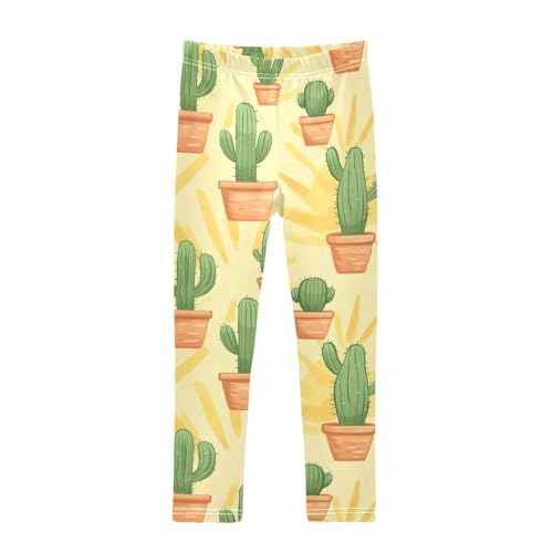 Sun Cactus Girls Leggings,Workout Leggings for Girls Toddler Athletic Legging Size for 3-10T