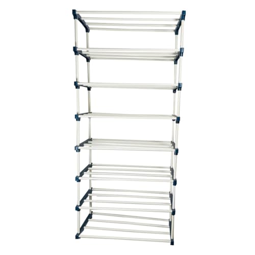 Image of TURBOMAX 8 Tier Plastic Book Shelf Tall Narrow Storage Rack for Kids and Adults Modern Bookshelf Unit for Nursery, School, Home, and Office, Floor Mount Open (8 Layer)