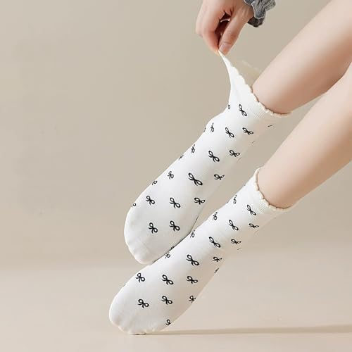 Women's Ruffle Frilly Socks Coquette Bow Scalloped Dress Sock for Teens Girls 5 Pairs4