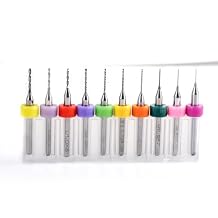 10 Pcs Tungsten Carbide Macro Drill Bits, PCB Drill Bits for Jewelry, CNC, Soft Metals, Model Making, Wood - Cutting Dia 0.3mm, 0.4mm, 0.5mm, 0.6mm, 0.7mm, 0.8mm, 0.9mm, 1.0mm, 1.1mm, 1.2mm