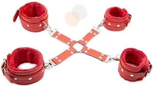 Sangle de yoga en cuir rouge avec boucle croisée pour fitness et sport