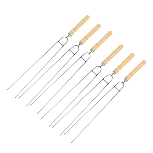 TOYANDONA 12 Piezas palo de barbacoa de acero parrilla agujas de barbacoa parilla exterior brochetas palos aguja de barbacoa tubo de palo de barbacoa herramientas de asado Madera