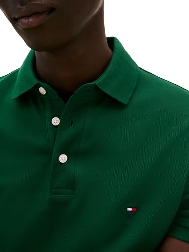 Image of Tommy Hilfiger Men's Short Sleeve Polo Shirts in Slim Fit with Stretch and Organic Pique Cotton