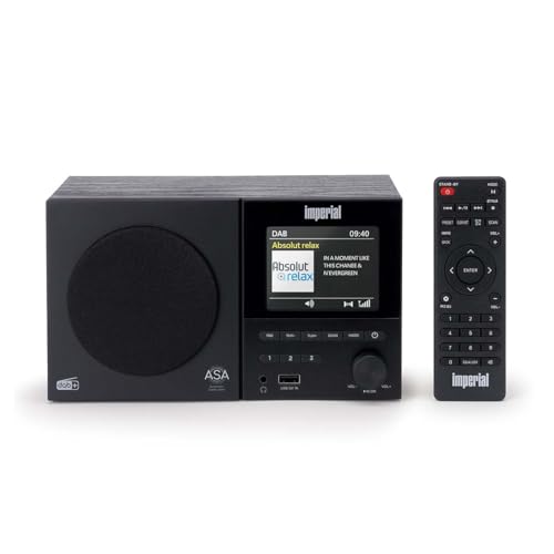 Imperial DABMAN 120BK Dab+ Radio FM avec Bluetooth 5.3, boîtier en Bois, écran Couleur TFT 3,5", Lecteur USB et Fonction de Charge, système d'alerte ASA, 30 Stations mémorisables, Double Alarme, 5 W