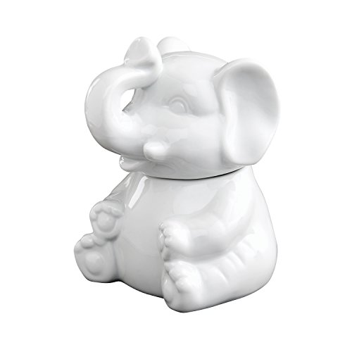 HIC 2 Piece Elephant Sugar Bowl and Creamer with Handle Set, Fine White Porcelain - Thumbnail 2