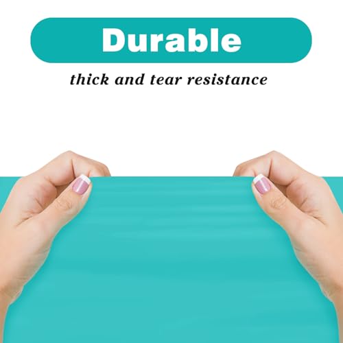 Image of Kopokita 2 Pack Teal Plastic Tablecloths Disposable 54 x 108 Inch