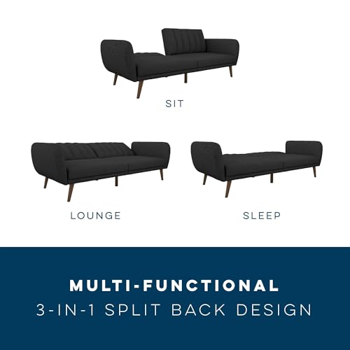 image for Novogratz Brittany 82 Inch Futon Sofa Bed in Faux Leather, Upholstered