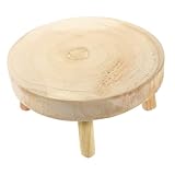 STOBAZA Massiver Holz Blumenhocker Rund Retro Pflanzhocker Stabiler Standfuß Für Zimmerpflanzen Wohnzimmer Dekoration Rustikaler Holz Deko Hocker Für Pflanzenregal Und Blumenbank