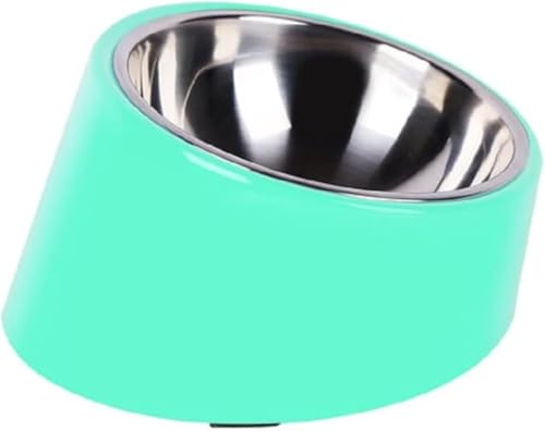 犬 食器 猫 食器 ペット ボウル ステンレス 給食器 スタンド 傾斜がある 15度 食事をより気軽製スタンド付き 滑り止め 取り外し可能 洗いやすい 食器洗濯機で洗える (L:17*7.5*12.5cm,グリーン)