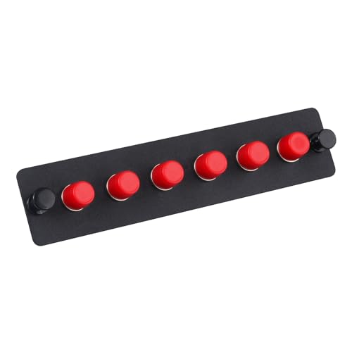 Duogalia 6 Simplex FC/UPC Fiber Patch Panel with Simplex Singlemode Red FC Adapters, 6 Fiber Ports