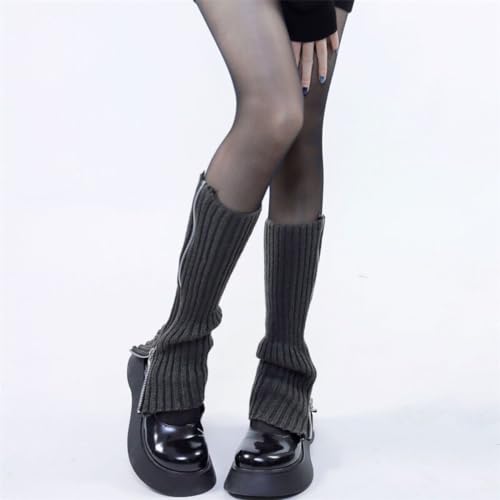 Image of Leg Warmer Personalized Warmth Zipper Knitted Leg Socks Y2K Cool Spicy Girls' Calf Cover
