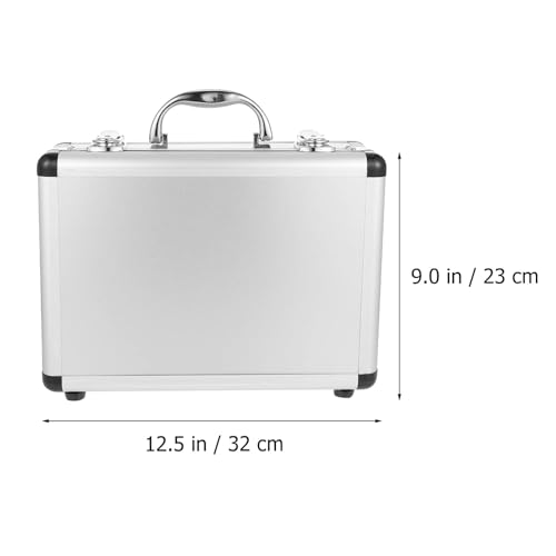 12.5in Silver Aluminum Briefcase with Lock, Aluminum Briefcase for Men or Women, Metal Hard Case with Foam for Travelers Luggage Craftsman Travel Cash (12.5x9x4.3 Inch)3