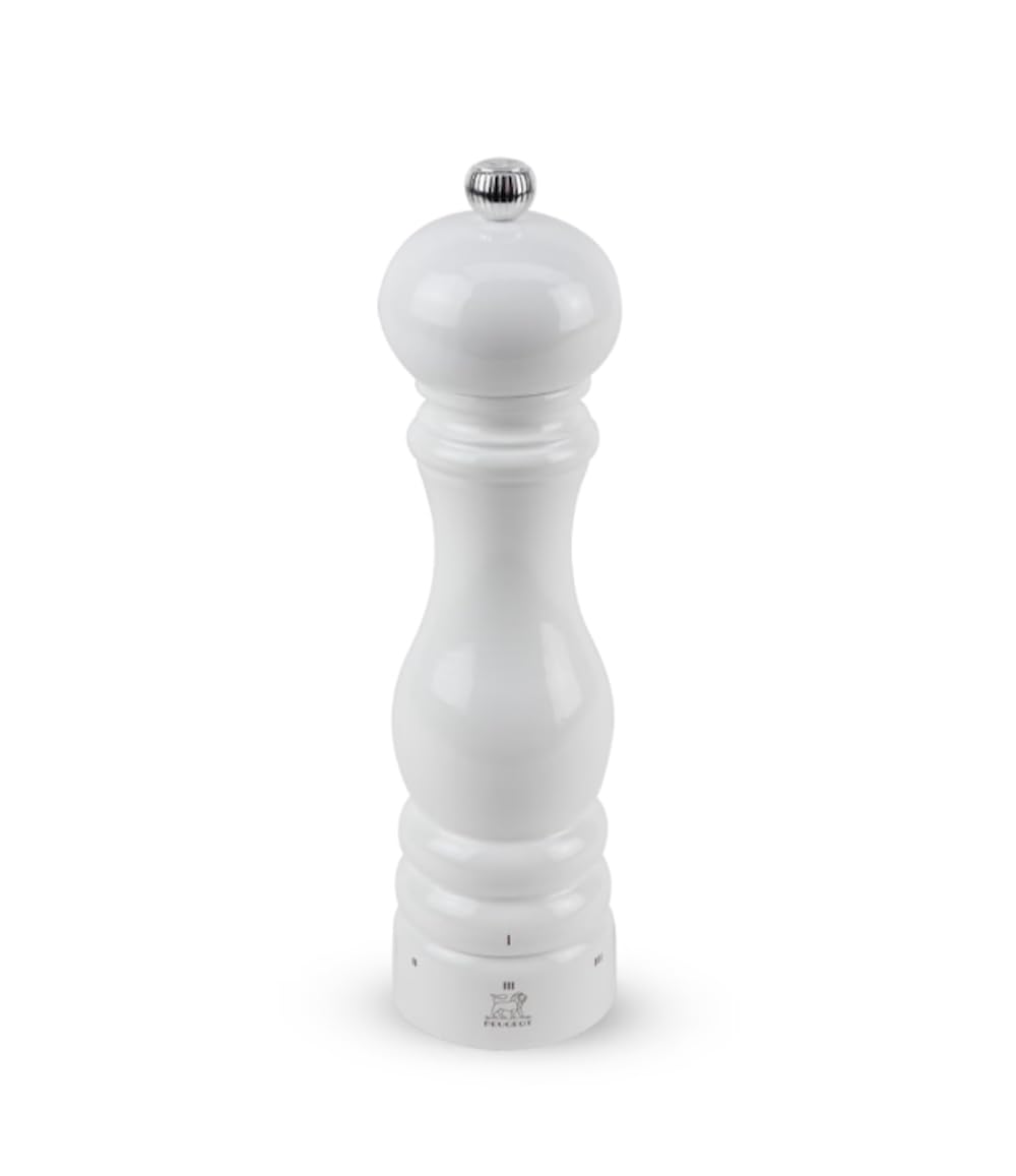 PEUGEOT - Salzmühle Paris u‘Select 22 cm - 6 voreingestellte Mahlgrade - Innovatives Zirlion-Mahlwerk für pulverfeines Salz - Aus PEFC-zertifiziertem Holz - Französisches Know-how - Weiß lackiert