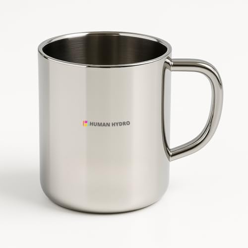 Image of Human Hydro Stainless Steel Double Walled Insulated Tea /Coffee Cup /Mug with Golden Logo, 180ml, (1 Piece)
