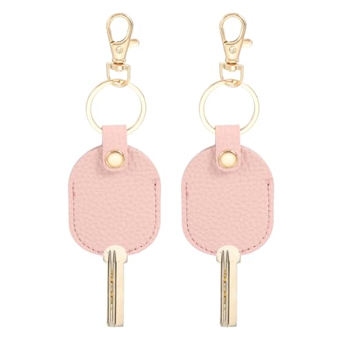 PATIKIL Funda de cuero para llave, 2 piezas de repuesto para llave de coche roto con cierre, para mujeres y hombres, color rosa, Rosado