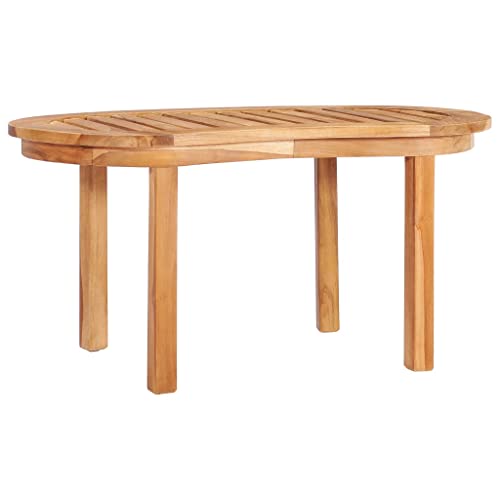 Makastle Table Basse Ovale 90 x 50 x 45 cm Marron en Bois de Teck Solide pour Jardin et Salon