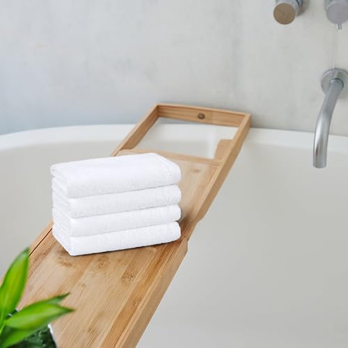 Image of Amazon Basics Cotton Washcloths, Lightweight Quick-Dry, Absorbent Face and Body Towel Set, 12 inch x 12 inch, White, 12-Pack