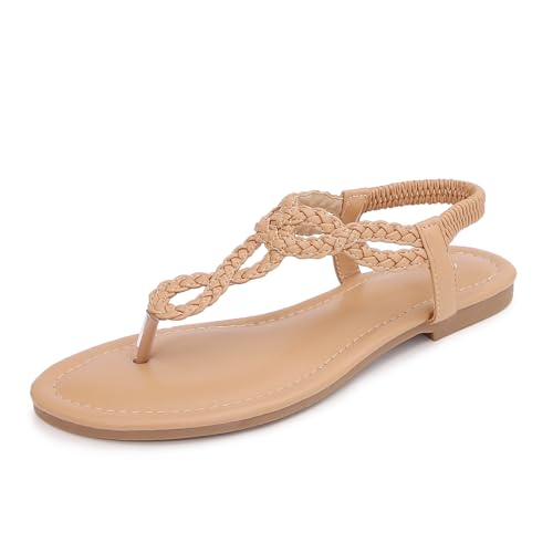 Image of zeetoo Women's Flat Sandals Summer T-StrapThong Bohemian Casual Comfortable Dressy Sandals for Women