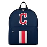 FOCO MLB Officially Licensed Team Color Primary Logo Solid Stripe Baseball School Bag Travel Backpack - Cleveland Guardians - Navy