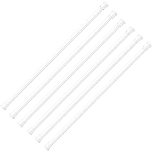 Image of AIZESI 6PCS White Spring Curtain Rods 28 to 48 Inch Adjustable Short Curtain Rods No Drilling Small Tension Rods for Windows Closet