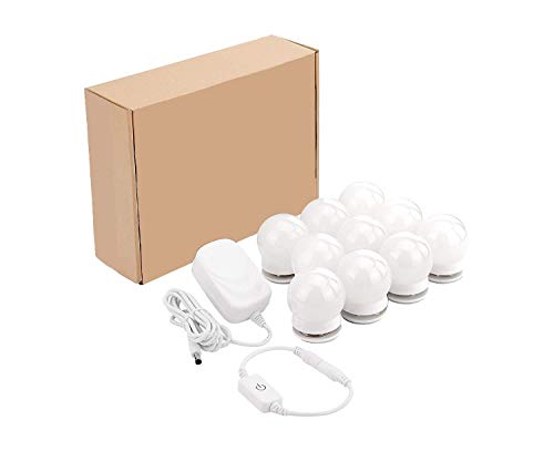 Hollywood Style LED Vanity Mirror Lights Kit with 10 Dimmable Light Bulbs For Makeup Dressing Table and Power Supply Plug in Lighting Fixture strip Vanity Mirror Light White