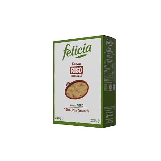 Felicia, Penne Rigate di Riso Integrale, Pasta Ricca di Fibre, di Proteine e Nutrienti, Bio, Vegan, Confezione da 340 g