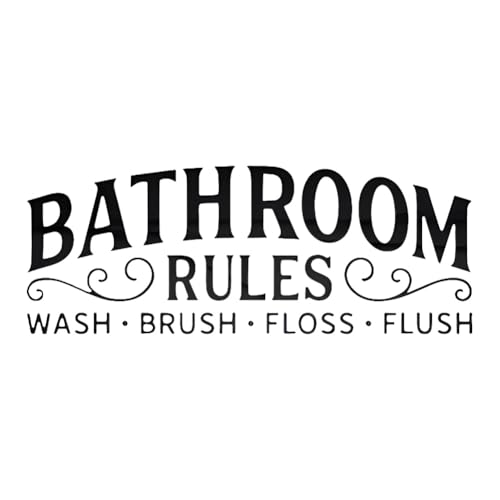 3D Acrylic Mirror Bathroom Wall Sticker, Bathroom Rules Wash Brush Floss Flush Mirror Wall Decals, Toilet Bathroom Washroom WC Decal Restroom Decor Art Wall Removable Lettering Mural DIY Art
