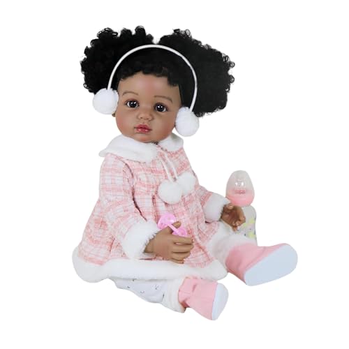 Muñeca Reborn African American 22 pulgadas Snowy Poms miniatura 1