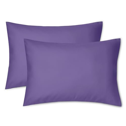 Image of EXQ Home Toddler Pillowcases Zippered 13x18 Travel Pillow Case Set of 2, Small Pillow Case Fits Baby Pillow Sized 12x16, 13x18, Kids Pillowcases 2 Pack Machine Washable(Deep Purple)