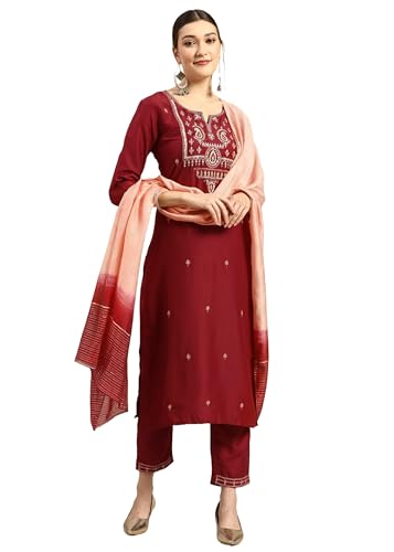 Tissu chinon indien broderie florale | L'art du vêtement traditionnel fait main