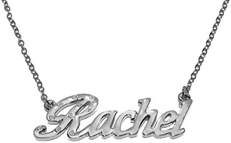 Rachel Name Necklace 18K White Gold Plated Personalized Dainty Necklace - Jewelry Gift Women, Girlfriend, Mother, Sister, Friend, Gift Bag & Box