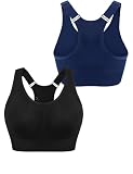 Litherday Reggiseno Sportivo Donna Supporto Medio Rete Nero Blu Navy M