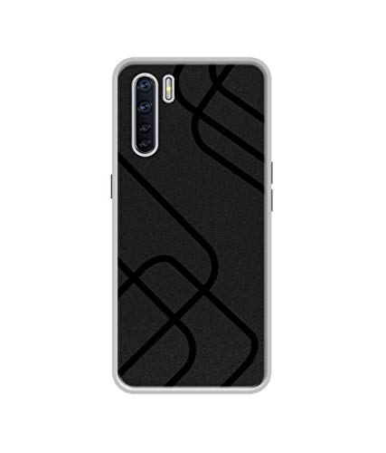 Image of Zig-Zag Black Line Design Printed Silicon Soft TPU Back Case Cover for Oppo F15 / Oppo A91