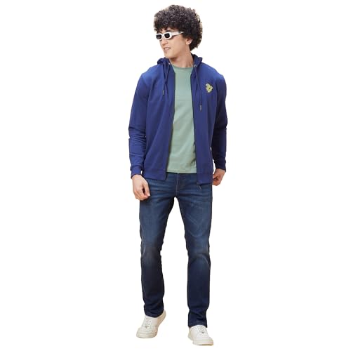 Image of Being Human Blue Regular Fit Long Sleeves Men's Hoodie Clothing