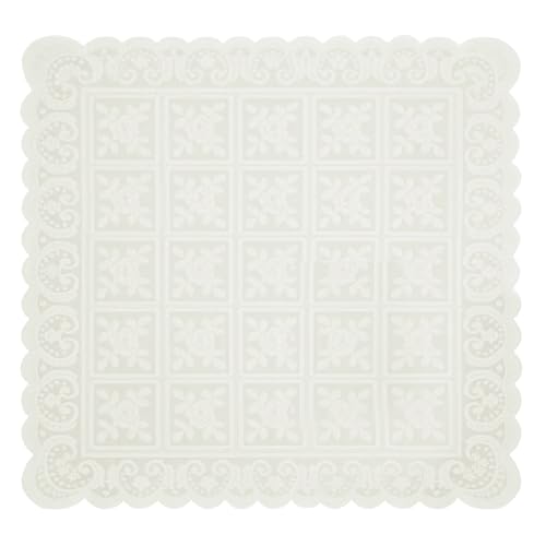 Image of PLUSHCEWT Lace Tablecloth, 90 x 90cm Square Elegant Lace White Table Cloth, Soft Washable Tables Cloths Rectangle, White Table Cloth Party for Tea Coffee Party Home Dining Decor