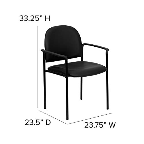 Flash Furniture Tiffany Comfort Black Vinyl Stackable Steel Side Reception Chair With Arms #TOP3