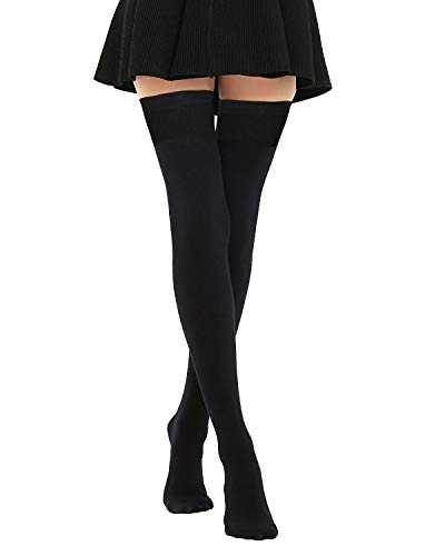 Kayhoma Extra Long Cotton Stripe Thigh High Socks Over the Knee High Stockings